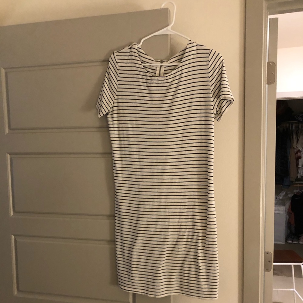 White & Black Striped Shift Dress